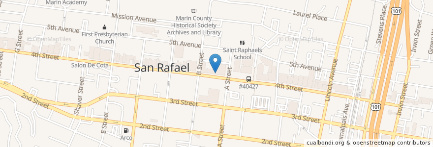 Mapa de ubicacion de Rafael Cinema en Estados Unidos De América, California, Marin County, San Rafael.