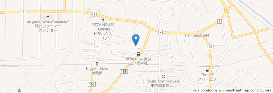 Mapa de ubicacion de 二宮神社 en Япония, Токио, Акируно.