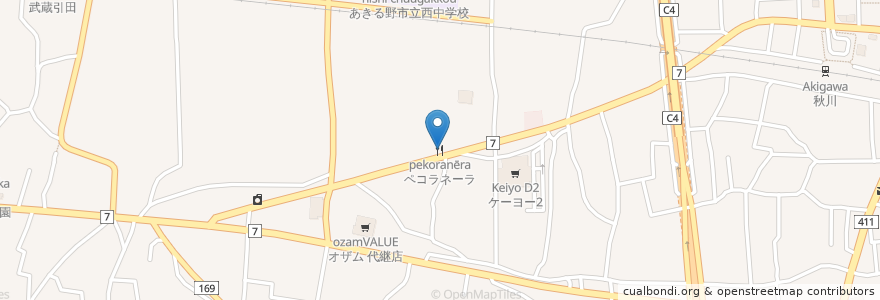 Mapa de ubicacion de ペコラネーラ en Japonya, 東京都, あきる野市.