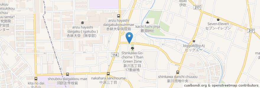 Mapa de ubicacion de 長月茶屋 en Japonya, 東京都, 三鷹市.