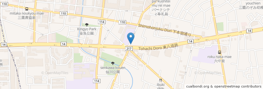 Mapa de ubicacion de かさはら en Japan, 東京都, 三鷹市.