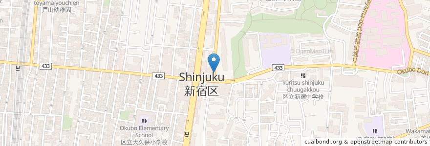 Mapa de ubicacion de 新宿区 en Jepun, 東京都, 新宿区.
