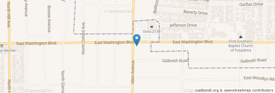 Mapa de ubicacion de Wells Fargo en Stati Uniti D'America, California, Los Angeles County, Pasadena.