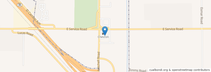 Mapa de ubicacion de Chevron en Соединённые Штаты Америки, Калифорния, Stanislaus County, Ceres.