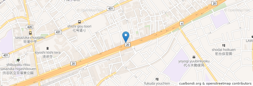 Mapa de ubicacion de ガスト 幡ヶ谷店 en Japan, 東京都, 渋谷区.