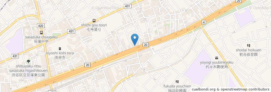 Mapa de ubicacion de 横浜ラーメン武蔵家 en Japan, Tokyo, Shibuya.