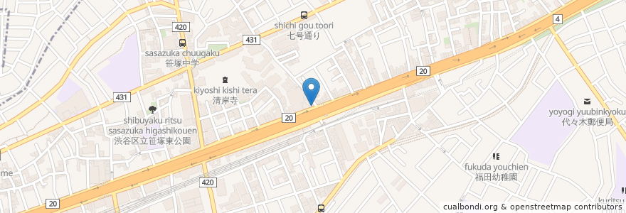 Mapa de ubicacion de 幡ヶ谷小町食堂 en 日本, 東京都, 渋谷区.