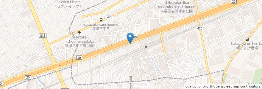 Mapa de ubicacion de なか卯 en اليابان, 東京都, 渋谷区.