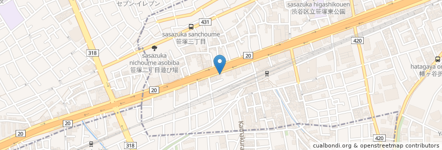 Mapa de ubicacion de らあめん花月嵐笹塚店 en Japão, Tóquio, 渋谷区.