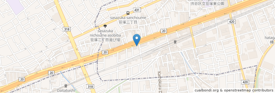 Mapa de ubicacion de 笹塚キリスト教会 en Jepun, 東京都, 渋谷区.