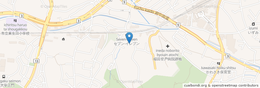 Mapa de ubicacion de 廣福寺 en 일본, 가나가와현, 川崎市, 多摩区.