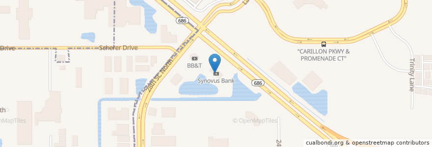 Mapa de ubicacion de Synovus Bank en 미국, 플로리다주, Pinellas County, St. Petersburg.