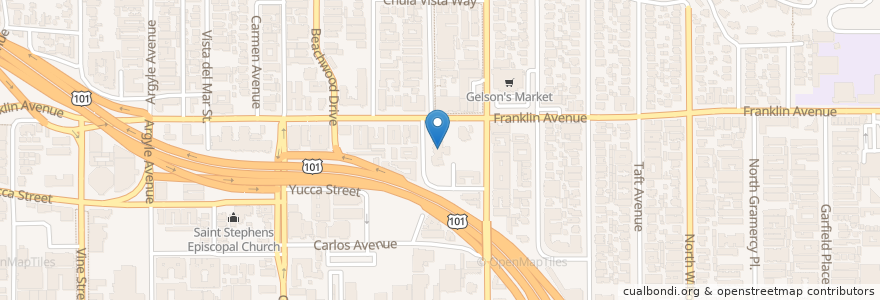 Mapa de ubicacion de Church of Scientology Celebrity Centre International en الولايات المتّحدة الأمريكيّة, كاليفورنيا, مقاطعة لوس أنجلس, لوس أنجلس.