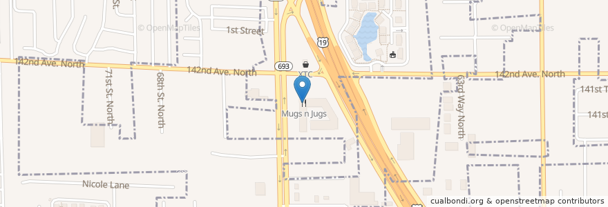 Mapa de ubicacion de Mugs n Jugs en United States, Florida, Pinellas County, Largo.