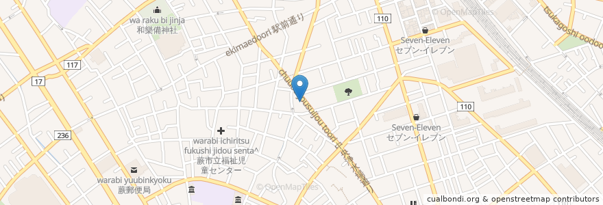 Mapa de ubicacion de 蕨市 en Japão, 埼玉県, 蕨市.