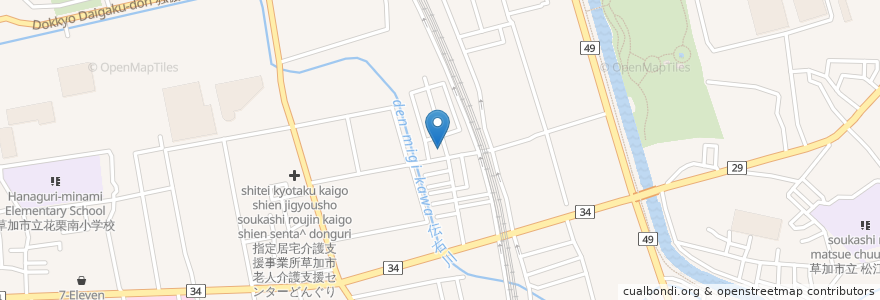 Mapa de ubicacion de 草加市 en Japonya, 埼玉県, 草加市.