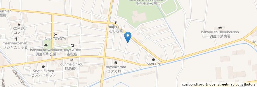 Mapa de ubicacion de 羽生市 en Japão, 埼玉県, 羽生市.