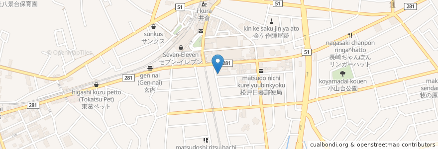 Mapa de ubicacion de あざみ薬局 en 日本, 千葉県, 松戸市.