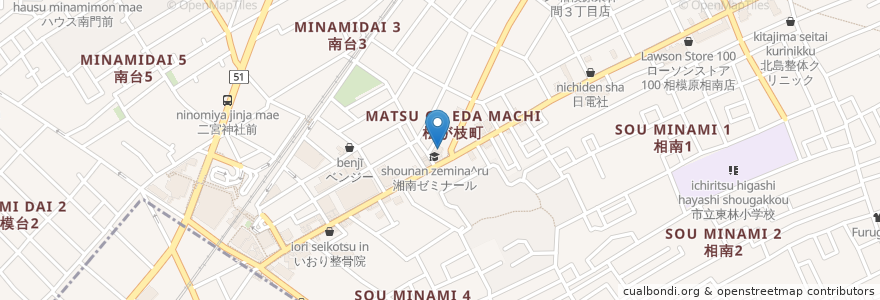 Mapa de ubicacion de ラーメン鷹 en ژاپن, 神奈川県, 相模原市, 南区.