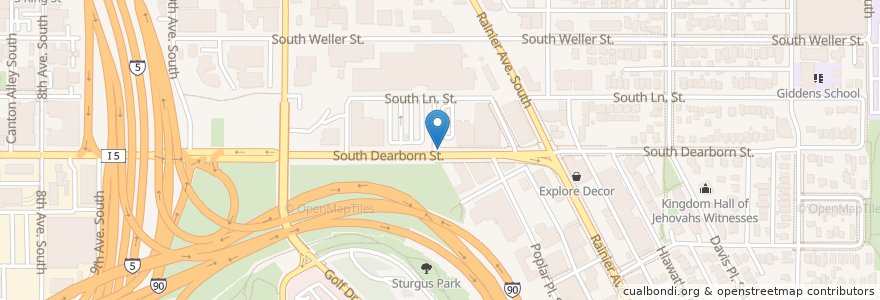 Mapa de ubicacion de S Dearborn St & Corwin Pl S en 美利坚合众国/美利堅合眾國, 华盛顿州 / 華盛頓州, King County, Seattle.