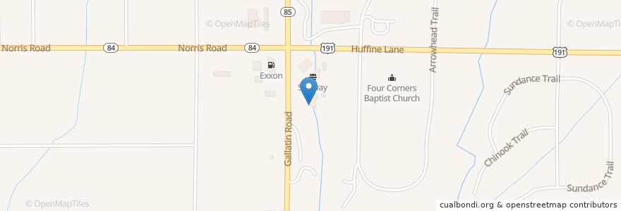 Mapa de ubicacion de Kountry Korner Cafe en 미국, 몬태나, Gallatin County, Four Corners.