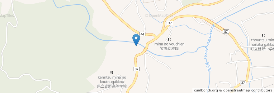 Mapa de ubicacion de 皆野町 en Jepun, 埼玉県, 秩父郡, 皆野町.