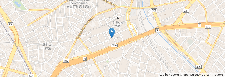 Mapa de ubicacion de 渋谷中央街郵便局 en Jepun, 東京都, 渋谷区.