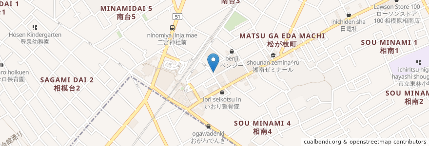 Mapa de ubicacion de 養老乃瀧 en 日本, 神奈川県, 相模原市, 南区.