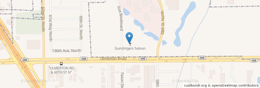 Mapa de ubicacion de Gunslingers Saloon en アメリカ合衆国, フロリダ州, Pinellas County, Largo.
