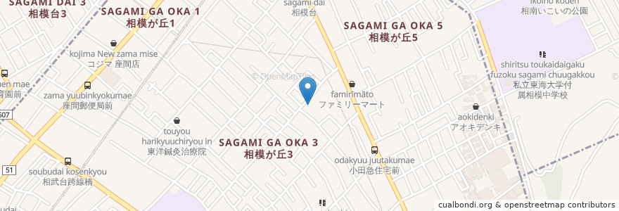 Mapa de ubicacion de 座間市役所 北出張所 en Japón, Prefectura De Kanagawa, 座間市, 相模原市, 南区.