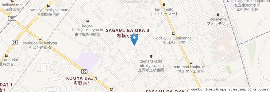 Mapa de ubicacion de みどり薬局 座間店 en 日本, 神奈川県, 座間市, 南区.