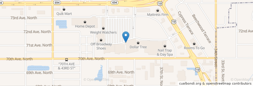 Mapa de ubicacion de Cold Stone Creamery en アメリカ合衆国, フロリダ州, Pinellas County, Pinellas Park.