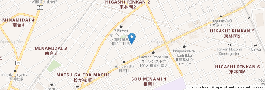 Mapa de ubicacion de 西川整形外科 en 일본, 가나가와현, 相模原市, 南区.