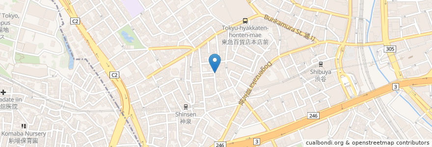 Mapa de ubicacion de Womb en Jepun, 東京都, 渋谷区.