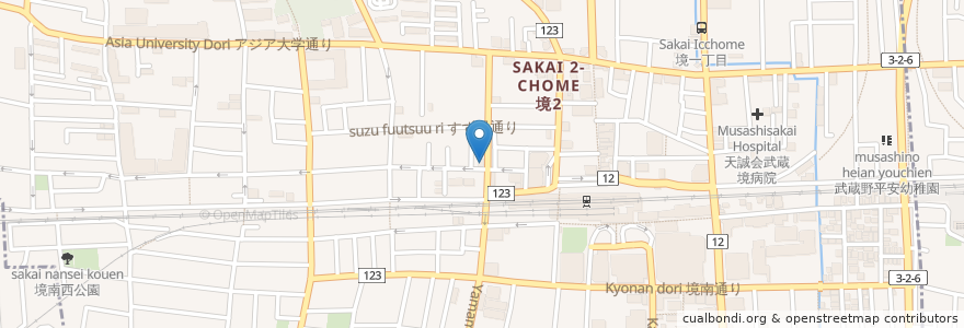 Mapa de ubicacion de Bakery Crown Cafe en اليابان, 東京都, 武蔵野市.
