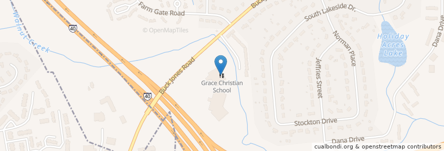 Mapa de ubicacion de Grace Christian School en United States, North Carolina, Wake County, Raleigh.