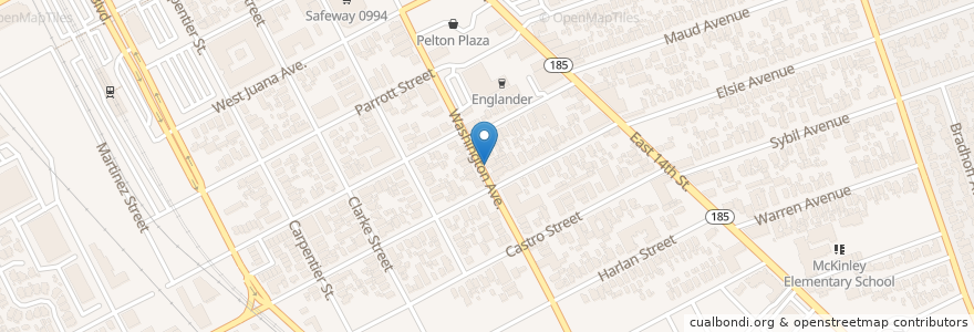 Mapa de ubicacion de Washington Club en 미국, 캘리포니아주, 앨러미다 군, San Leandro.