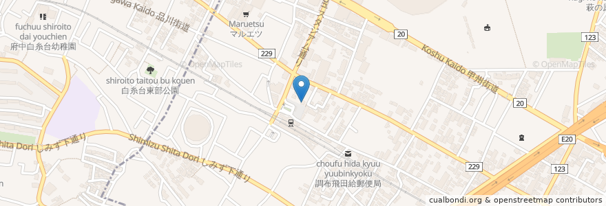 Mapa de ubicacion de 飛田給歯科 en Japão, Tóquio, 調布市.