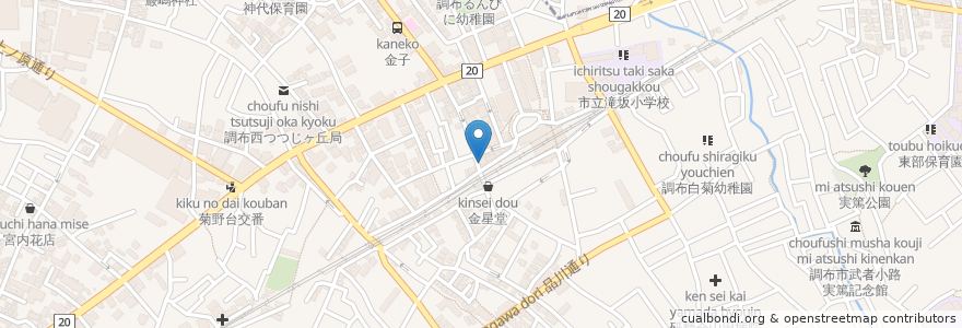 Mapa de ubicacion de オバタ薬局 en 日本, 東京都, 調布市.
