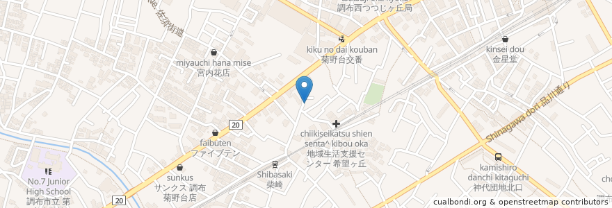 Mapa de ubicacion de エリカ en 日本, 東京都, 調布市.