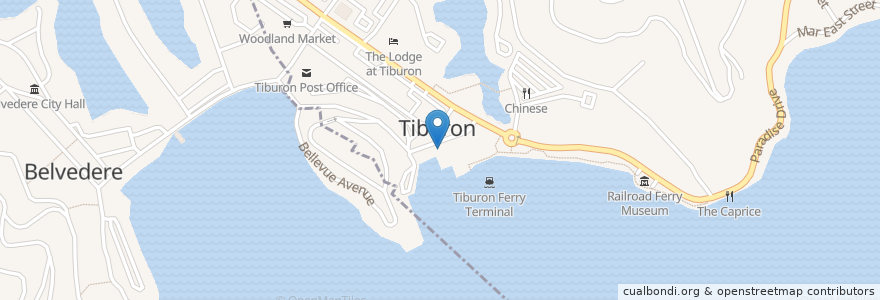 Mapa de ubicacion de Sam's Anchor Cafe en Stati Uniti D'America, California, Marin County, Tiburon.
