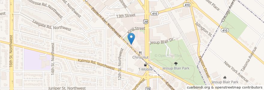 Mapa de ubicacion de Tiramisu Café en 美利坚合众国/美利堅合眾國, 马里兰州, Montgomery County, Silver Spring.