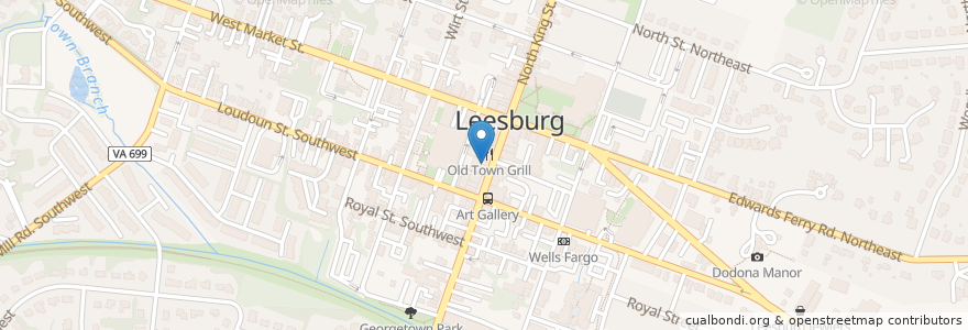 Mapa de ubicacion de Georgetown Cafe en Estados Unidos De América, Virginia, Loudoun County, Leesburg.