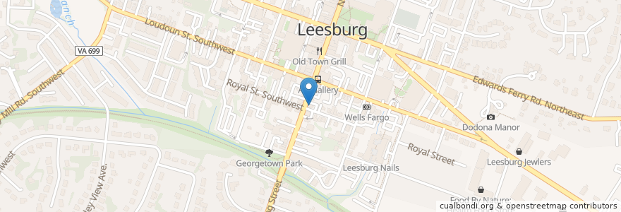 Mapa de ubicacion de King Street Coffee en アメリカ合衆国, バージニア州, Loudoun County, Leesburg.