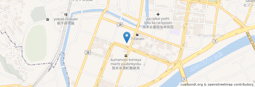 Mapa de ubicacion de 熊本市消防局西消防署 en 日本, 熊本県, 熊本市, 中央区.