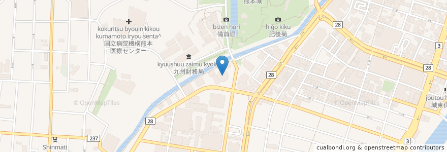 Mapa de ubicacion de 市民会館崇城大学ホール en Japonya, 熊本県, 熊本市, 中央区.