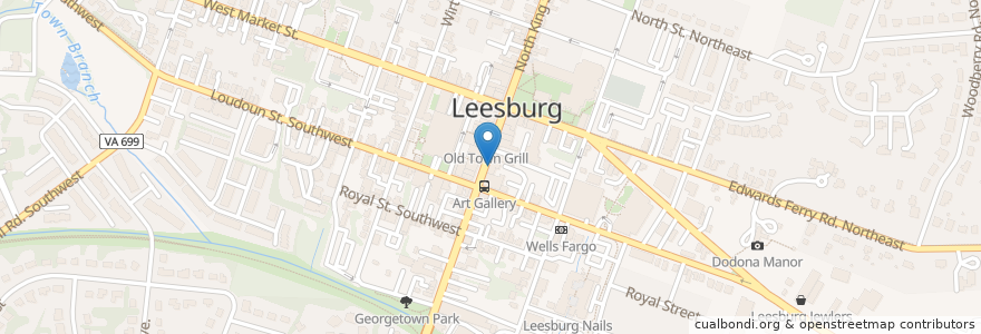 Mapa de ubicacion de Blue Mountain Cafe en United States, Virginia, Loudoun County, Leesburg.