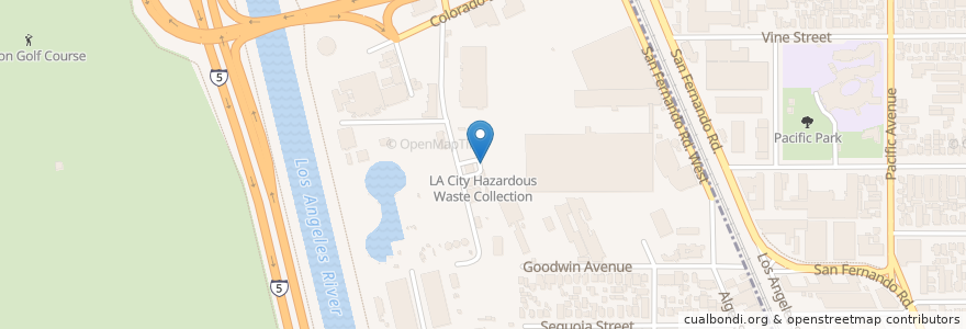Mapa de ubicacion de LA City Hazardous Waste Collection en Amerika Birleşik Devletleri, Kaliforniya, Los Angeles County, Los Angeles.