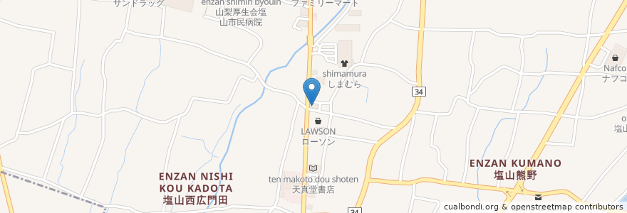 Mapa de ubicacion de すき家 en 日本, 山梨県, 甲州市.