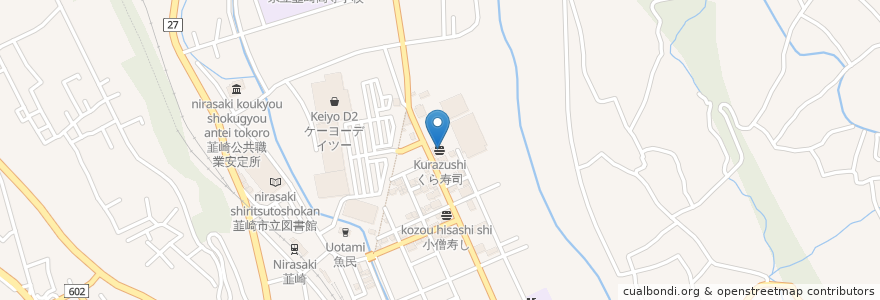 Mapa de ubicacion de くら寿司 en 日本, 山梨県, 韮崎市.